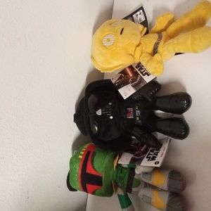 3 brand new Mattel Star Wars Plush Darth Vader, Boba Fett, & C-3PO PLUSH